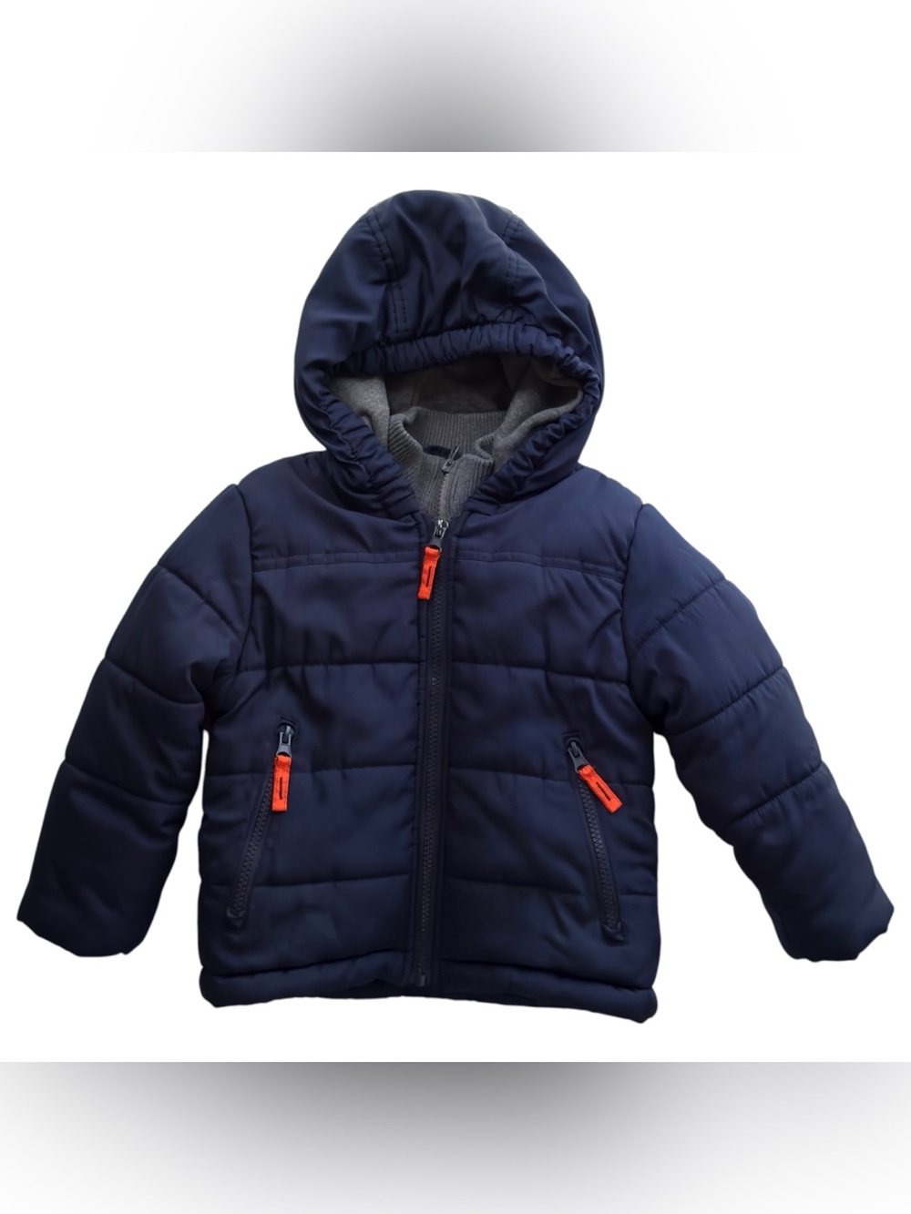 Rothschild Baby Boys 24M Navy Blue Hooded Zip Puffer Winter Coat Sweatshirt Bib